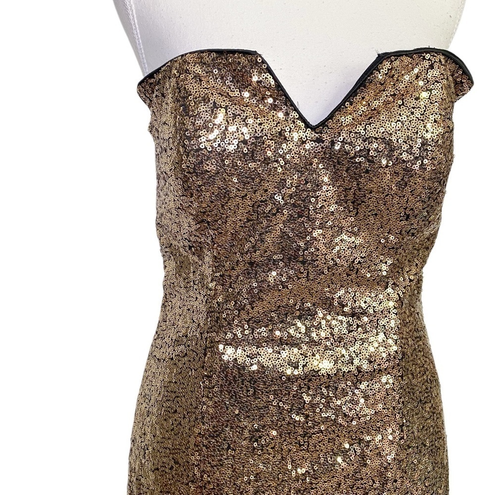 Gold Sequin Strapless Gown - Picture 4 of 15
